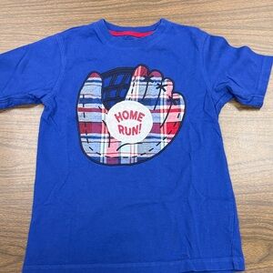 Gymboree Blue Tee with Plaid Baseball Glove Design